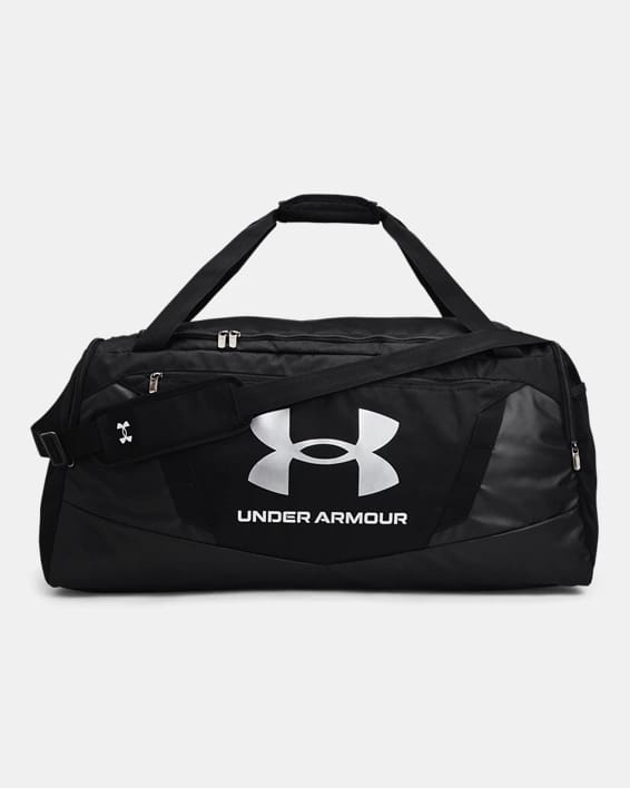 Under Armour - borsone nero impermeabile con tasca frontale e logo bianco taglia grande
