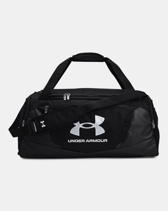 Under Armour - borsone nero impermeabile con tasca frontale e logo bianco taglia media