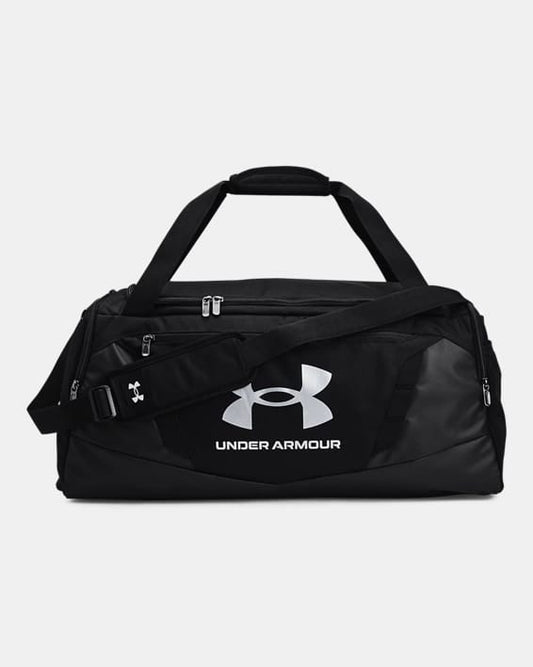 Under Armour - borsone nero impermeabile con tasca frontale e logo bianco taglia media